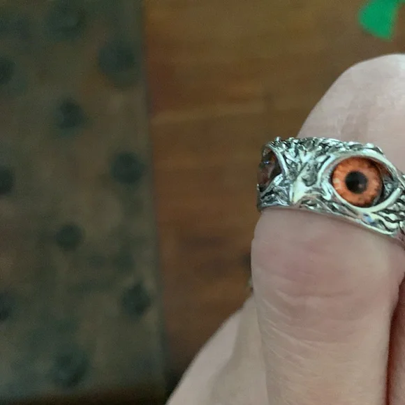 🚨🎉SOLD ELSEWHERE!🎉🚨Sterling Silver S925 Orange Owl Eyes Adjustable Ring - Picture 4 of 5